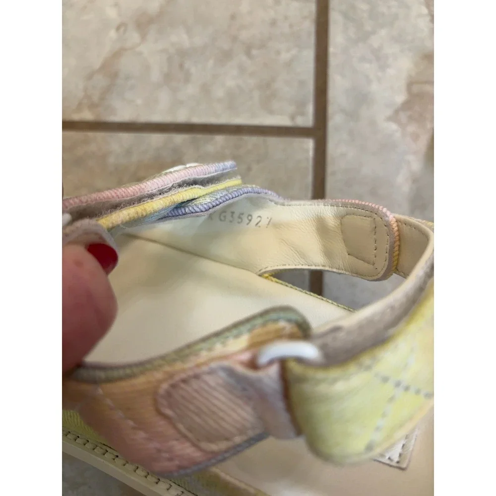 Authentic Chanel Pastel Tie Dye Denim Quilted Dad Sandals G35927 CC Logo 37C